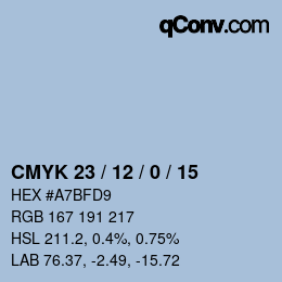 Color code: CMYK 23 / 12 / 0 / 15 | qconv.com
