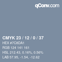 Color code: CMYK 23 / 12 / 0 / 37 | qconv.com
