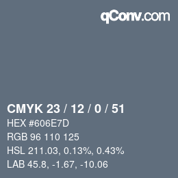 Color code: CMYK 23 / 12 / 0 / 51 | qconv.com