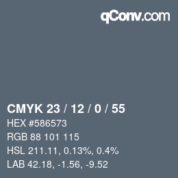 Color code: CMYK 23 / 12 / 0 / 55 | qconv.com