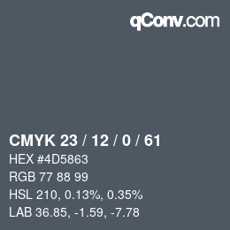 Color code: CMYK 23 / 12 / 0 / 61 | qconv.com