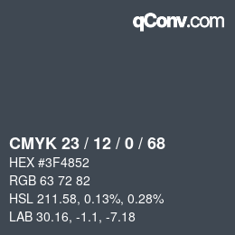 Código de color: CMYK 23 / 12 / 0 / 68 | qconv.com
