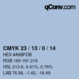 カラーコード: CMYK 23 / 13 / 0 / 14 | qconv.com