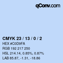 カラーコード: CMYK 23 / 13 / 0 / 2 | qconv.com