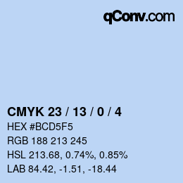 颜色代码: CMYK 23 / 13 / 0 / 4 | qconv.com