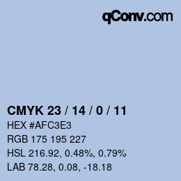 Color code: CMYK 23 / 14 / 0 / 11 | qconv.com