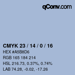 Color code: CMYK 23 / 14 / 0 / 16 | qconv.com