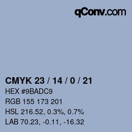 Color code: CMYK 23 / 14 / 0 / 21 | qconv.com