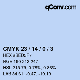 カラーコード: CMYK 23 / 14 / 0 / 3 | qconv.com