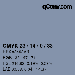 Color code: CMYK 23 / 14 / 0 / 33 | qconv.com