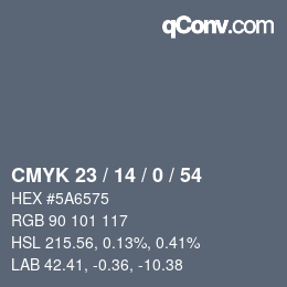 Color code: CMYK 23 / 14 / 0 / 54 | qconv.com