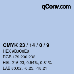 颜色代码: CMYK 23 / 14 / 0 / 9 | qconv.com