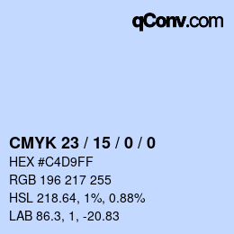 カラーコード: CMYK 23 / 15 / 0 / 0 | qconv.com