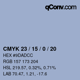 Color code: CMYK 23 / 15 / 0 / 20 | qconv.com