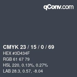 颜色代码: CMYK 23 / 15 / 0 / 69 | qconv.com