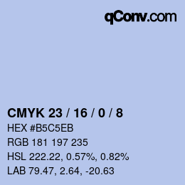 颜色代码: CMYK 23 / 16 / 0 / 8 | qconv.com