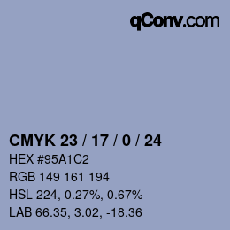 Color code: CMYK 23 / 17 / 0 / 24 | qconv.com