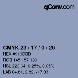 Color code: CMYK 23 / 17 / 0 / 26 | qconv.com