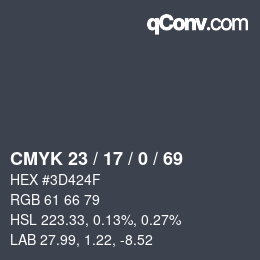 颜色代码: CMYK 23 / 17 / 0 / 69 | qconv.com