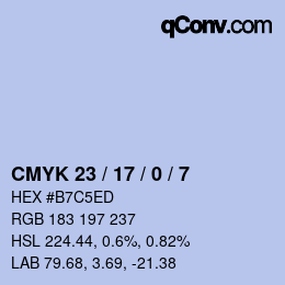 Color code: CMYK 23 / 17 / 0 / 7 | qconv.com
