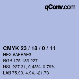 颜色代码: CMYK 23 / 18 / 0 / 11 | qconv.com