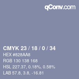 Color code: CMYK 23 / 18 / 0 / 34 | qconv.com