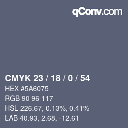 颜色代码: CMYK 23 / 18 / 0 / 54 | qconv.com