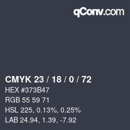 Color code: CMYK 23 / 18 / 0 / 72 | qconv.com