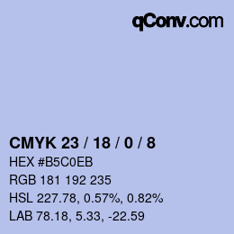 カラーコード: CMYK 23 / 18 / 0 / 8 | qconv.com