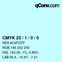 カラーコード: CMYK 23 / 1 / 0 / 0 | qconv.com