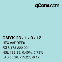 Color code: CMYK 23 / 1 / 0 / 12 | qconv.com