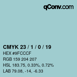 Color code: CMYK 23 / 1 / 0 / 19 | qconv.com