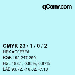 Color code: CMYK 23 / 1 / 0 / 2 | qconv.com