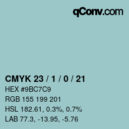 Color code: CMYK 23 / 1 / 0 / 21 | qconv.com