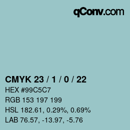 カラーコード: CMYK 23 / 1 / 0 / 22 | qconv.com