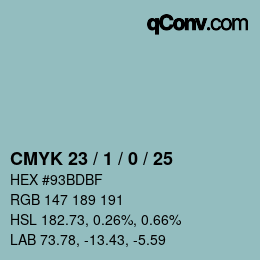 カラーコード: CMYK 23 / 1 / 0 / 25 | qconv.com
