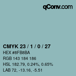 カラーコード: CMYK 23 / 1 / 0 / 27 | qconv.com