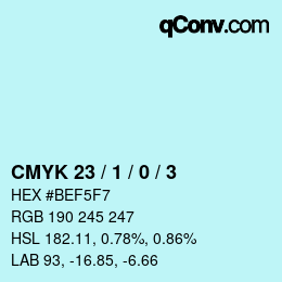 カラーコード: CMYK 23 / 1 / 0 / 3 | qconv.com