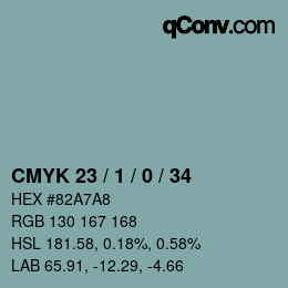 カラーコード: CMYK 23 / 1 / 0 / 34 | qconv.com