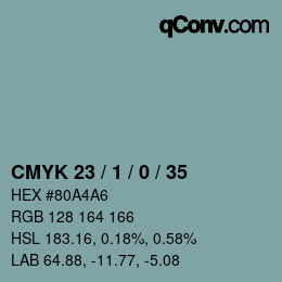 Color code: CMYK 23 / 1 / 0 / 35 | qconv.com