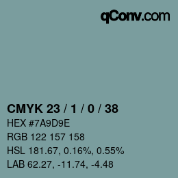 Color code: CMYK 23 / 1 / 0 / 38 | qconv.com