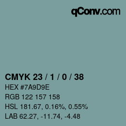 颜色代码: CMYK 23 / 1 / 0 / 38 | qconv.com