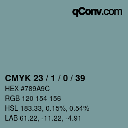 颜色代码: CMYK 23 / 1 / 0 / 39 | qconv.com