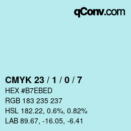 Color code: CMYK 23 / 1 / 0 / 7 | qconv.com