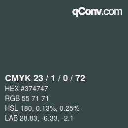 Color code: CMYK 23 / 1 / 0 / 72 | qconv.com