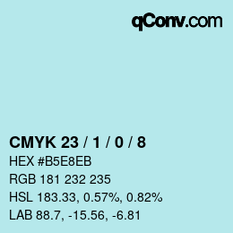 Farbcode: CMYK 23 / 1 / 0 / 8 | qconv.com