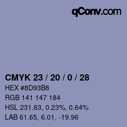 颜色代码: CMYK 23 / 20 / 0 / 28 | qconv.com