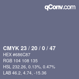 Color code: CMYK 23 / 20 / 0 / 47 | qconv.com