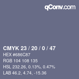 Color code: CMYK 23 / 20 / 0 / 47 | qconv.com