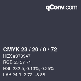 Color code: CMYK 23 / 20 / 0 / 72 | qconv.com
